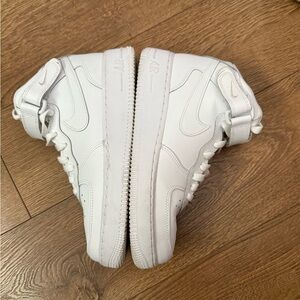 White Nike Mid Air Force 1s